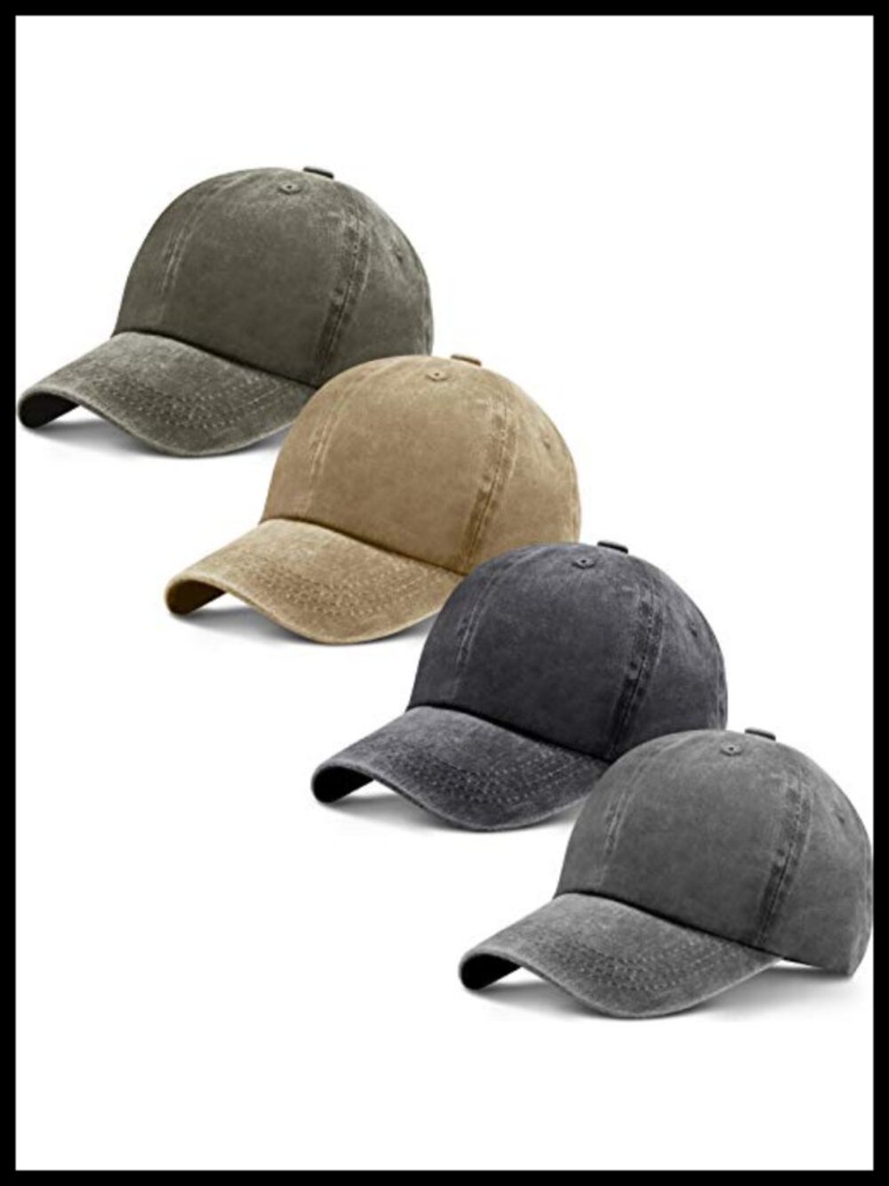 Washed Cotton Baseball Cap Adjustable Twill Plain Hat Unisex Vintage Dad Hat